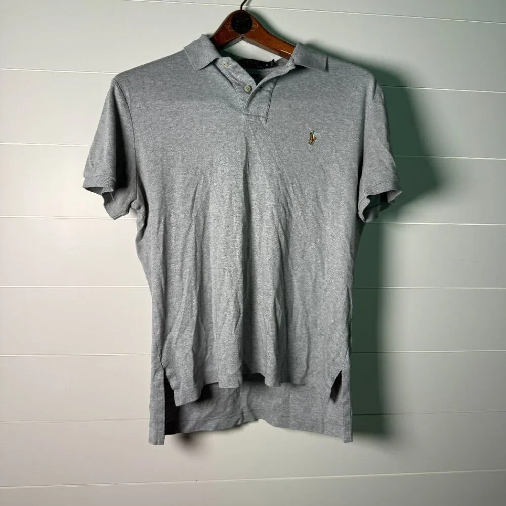 POLO Ralph Lauren Gray Polo Short Sleeve Shirt, Sz Medium, Pima Soft Touch